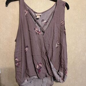 Mossimo Supply Co Gray Pink Sleeveless Wrap Tank Top